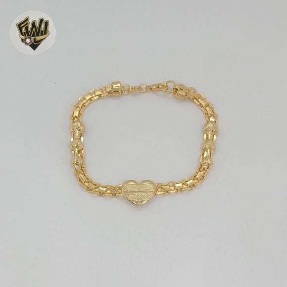 (1-0726-1) Gold Laminate - 4.5mm Heart Bismarck Link Bracelet - BGF