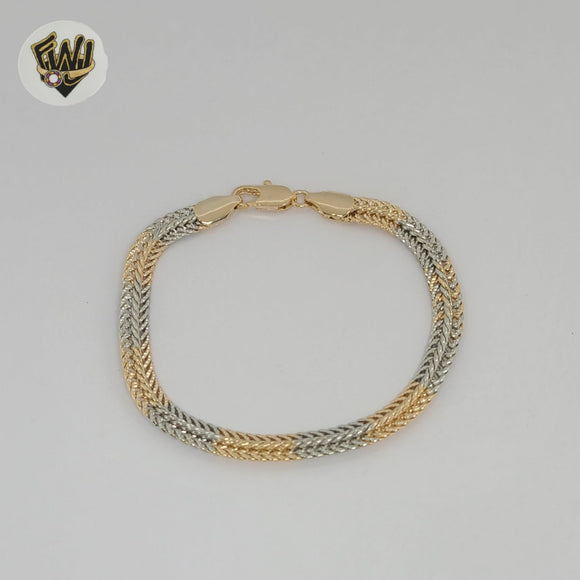 (1-0825) Gold Laminate - 6mm Two Tone Link Bracelet - 7.5