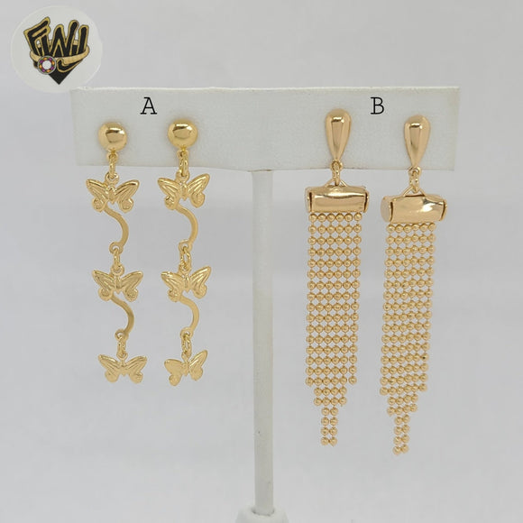 (1-1234-2) Gold Laminate - Long Earrings - BGF