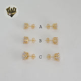 (1-1086) Gold Laminate - Zircon Stud Earrings - BGF