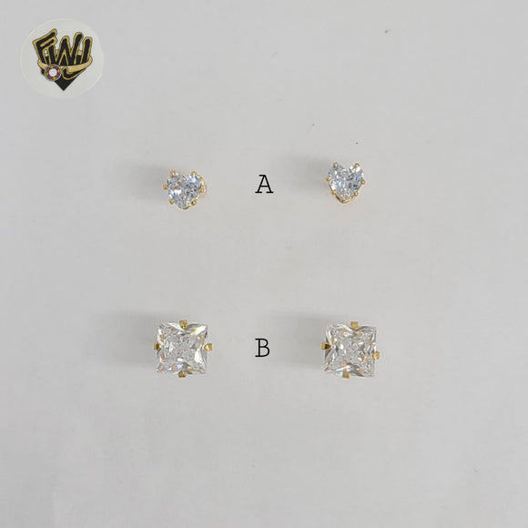 (1-1087-1) Gold Laminate - Zircon Stud Earrings - BGO