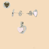 (2-6411-1) 925 Sterling Silver - Hearts Pink Set.