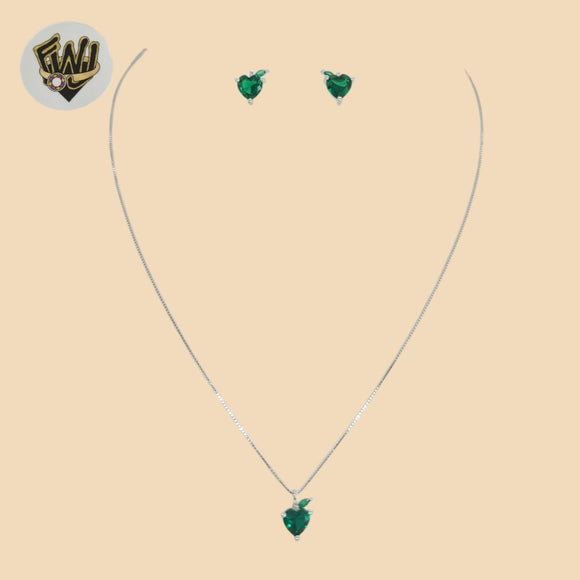 (2-6779) 925 Sterling Silver - 1mm Heart Zircon Set - 16