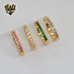 (1-3026) Laminado de oro - Anillo con banda de circonitas de colores - BGO