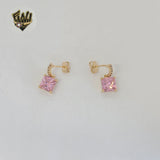 (1-1203-1) Gold Laminate - Zircon Stud Earrings - BGO