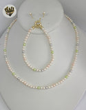 (MSET-06) Gold Laminate - 4mm Multicolor Mallorca Pearls Set