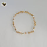 (1-0788) Pulsera de perlas de 4 mm laminadas en oro - 19 cm - BGF