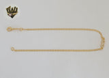 (1-0147) Gold Laminate - 2mm Mariner Link CZ Infinity Anklet - 10" - BGF