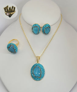 (1-6485-1) Gold Plated - Blue Zircon Big Set - 19.5".