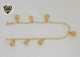 (1-0222) Gold Laminate - 3mm Anklets with Balls - 10" - BGO