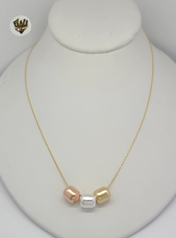 (1-6057) Gold Laminate - Three Tone Necklace - BGF