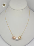 (1-6057) Gold Laminate - Three Tone Necklace - BGF