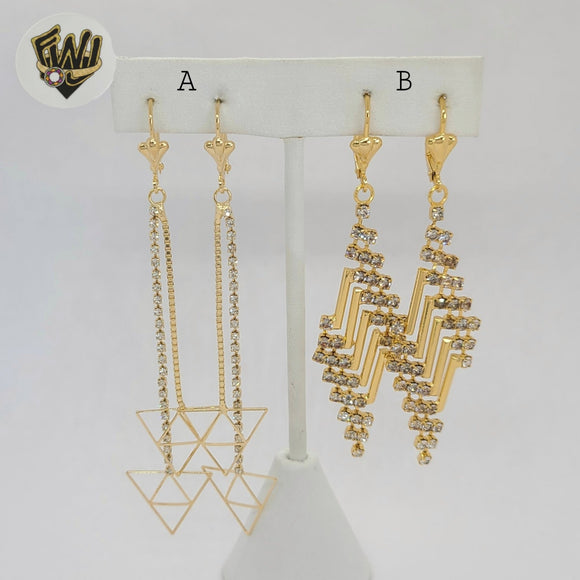 (1-1237) Gold Laminate - Long Earrings - BGF