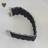 (MBRA-20-Z) Stainless Steel - Leather Bracelet.