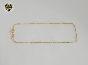 (1-0063) Gold Laminate - 1mm Box Link Stick Anklet - 10" - BGF