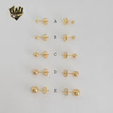 (1-1063) Gold Laminate - Classic Ball Earrings - BGF