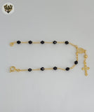 (1-3316-1B) Gold Laminate - 3.5mm Miraculous Virgin Hand Rosary - 6.5" - BGO
