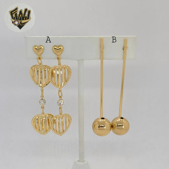 (1-1243) Gold Laminate - Long Earrings - BGF