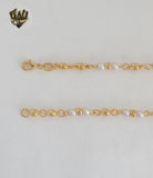 (1-6036-1) Laminado de oro - Collar de eslabones de cuentas y perlas - 18" - BGF
