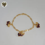 (1-0560-1) Gold Laminate - 4mm Link Elephants Bracelet - 7.5" - BGO