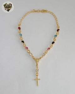 (1-3316-A) Gold Laminate - 4mm Zircon Hand Rosary - 6.5" - BGF