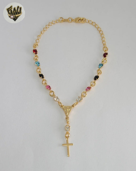 (1-3316-A) Gold Laminate - 4mm Zircon Hand Rosary - 6.5