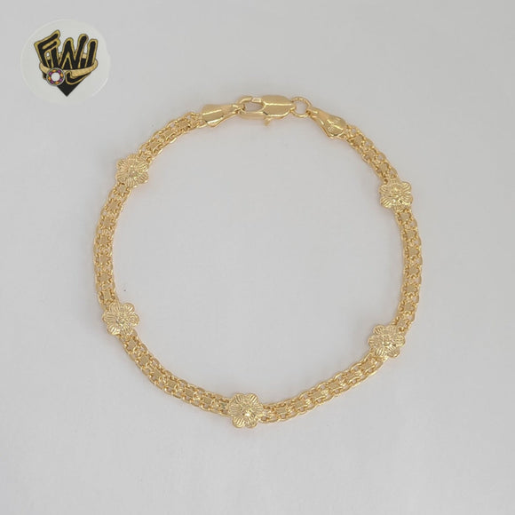 (1-0506) Gold Laminate - 4mm Bismarck Link Flower Bracelet - BGF