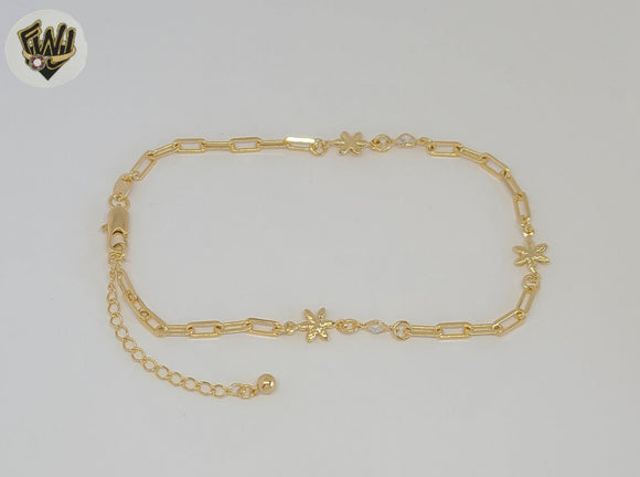 (1-0244) Gold Laminate - 3mm Paper Clip Anklet - 10” - BGF