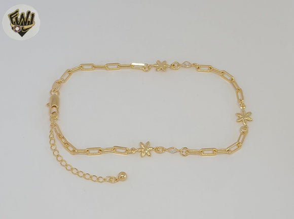 (1-0244) Gold Laminate - 3mm Paper Clip Link Anklet - 10” - BGF