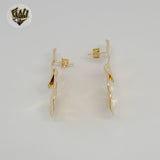 (1-1218-6) Gold Laminate - Double Wavy Earrings - BGF