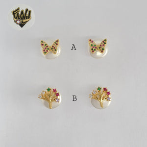 (1-1205-2) Laminado de oro - Aretes multicolores - BGO