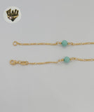 (1-3902-K) Gold Laminate - 6mm Turquoise Beads Necklace - BGF