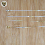 (2-8004) Cadenas de bolas de dos tonos en plata de ley 925.