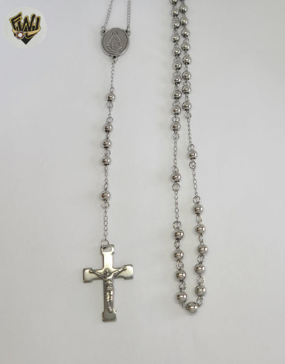 (4-6008-1) Stainless Steel - 5mm Rosary Necklace - 25
