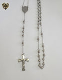 (4-6008-1) Stainless Steel - 5mm Rosary Necklace - 25".