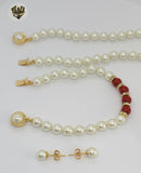 (MSET-36) Gold Laminate - 7mm Two Colors Mallorca Pearls Set - BGF