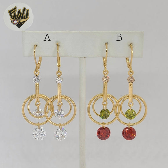 (1-1243-1) Gold Laminate - Long Earrings - BGO