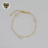 (1-0767) Gold Laminate - 1mm Paper Clip Link Pearl Bracelet - 6.5" - BGF
