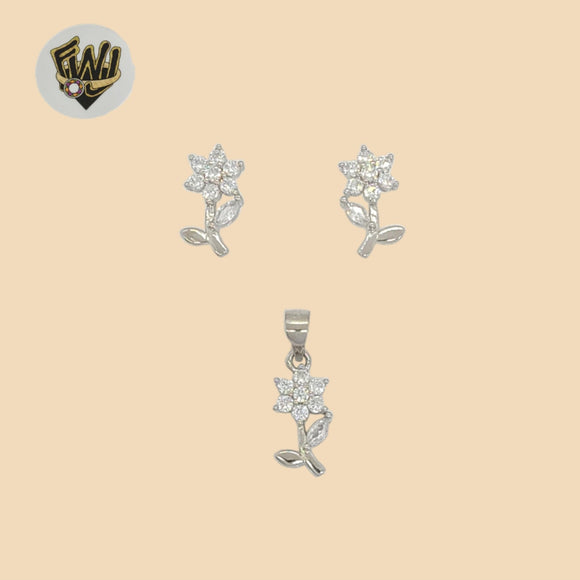 (2-6303) 925 Sterling Silver - Flower Set.