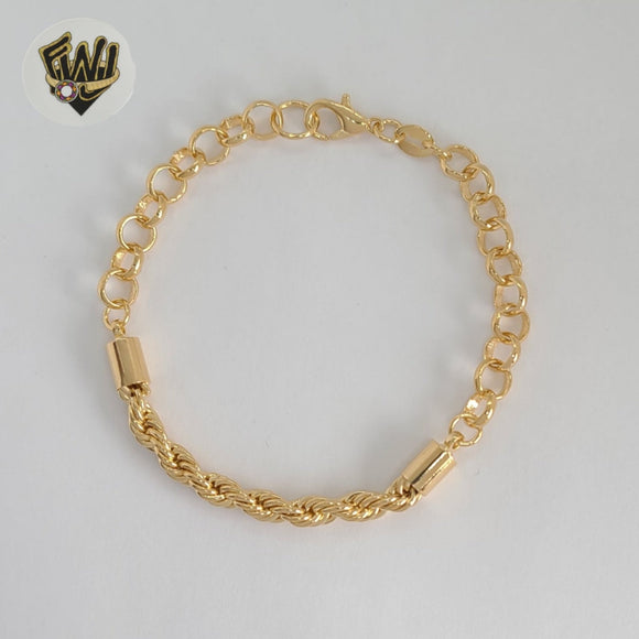 (1-0485-2) Gold Laminate - 6mm Double Link Rope Bracelet - BGF