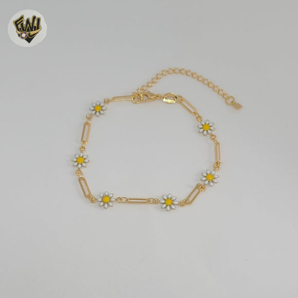 (1-0790) Gold Laminate - Flowers Bracelet - BGF