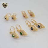(1-1216) Gold Laminate - Long Zircon Earrings - BGO