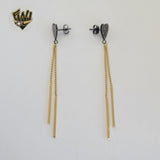 (4-2140) Stainless Steel - Heart Long Earrings.