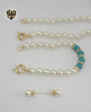 (MSET-37) Gold Laminate - 8mm Two Colors Mallorca Pearls Set - BGF