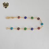 (1-0680) Laminado de oro - Pulsera Evil Eye de 7 mm - 7,5" - BGF