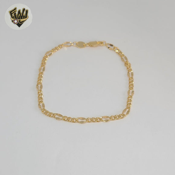 (1-0401-1) Gold Laminate - 3.5mm Figaro Link Bracelet - BGF