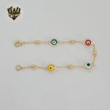 (1-0711-2) Laminado de oro - Pulsera Evil Eye de 7 mm - 7" - BGO