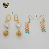 (1-1232) Gold Laminate - Long Earrings - BGO