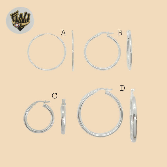 (2-4005) 925 Sterling Silver - Plain Small Hoops.