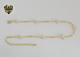(1-0233) Gold Laminate - Rolo Link Pearls Anklet - 10" - BGF